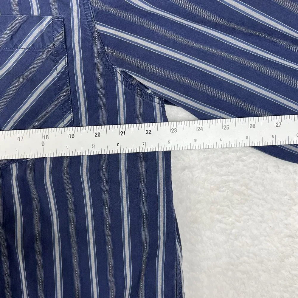 The North Face Shirt Mens XL Blue Striped Button Up Long Sleeve Outdoor Cotton‎